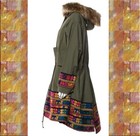 NEW! size L SACAI Green Embroidered Parka Coat with Faux fur Detachable Hood — photo 3