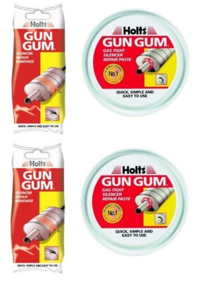 2 x HOLTS ''GUN GUM'' SILENCER EXHAUST REPAIR PASTE & repair exhaust BANDAGE
