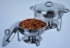 Rovsun Round Chafing Dish Set 5 Quart Stainless Steel 2 Pack Kit Kitchenware
