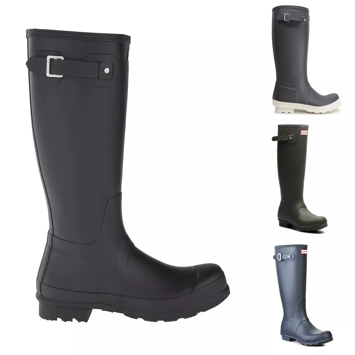 Hunter Mens Boots Original Tall Casual Buckle Wellington Rubber