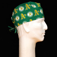 Rare Oakland Athletics Theme on Green Scrub Hat