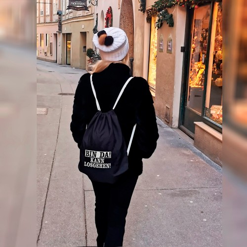 BIN DA! - KANN LOSGEHEN Turnbeutel Hipster Sportbeutel Tasche Gym Bag Rucksack - Picture 5 of 8