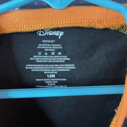 Disney Minnie Mouse 12 Month Halloween "Hello Pumpkin" Orange Black Long Sleeve - Picture 5 of 7