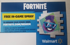 Fortnite Free Walmart Code - fortnite walmart exclusive in game spray code ps4 xbox one ebay