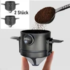 2Pcs Portable Permanent Coffee Filter Coffee Filter Holder Stainless Steel Foldable