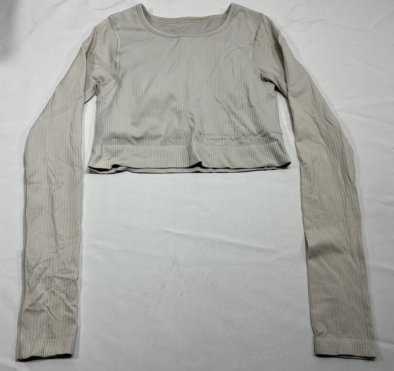 lululemon ribbed cropped long sleeve yoga workout running shirt