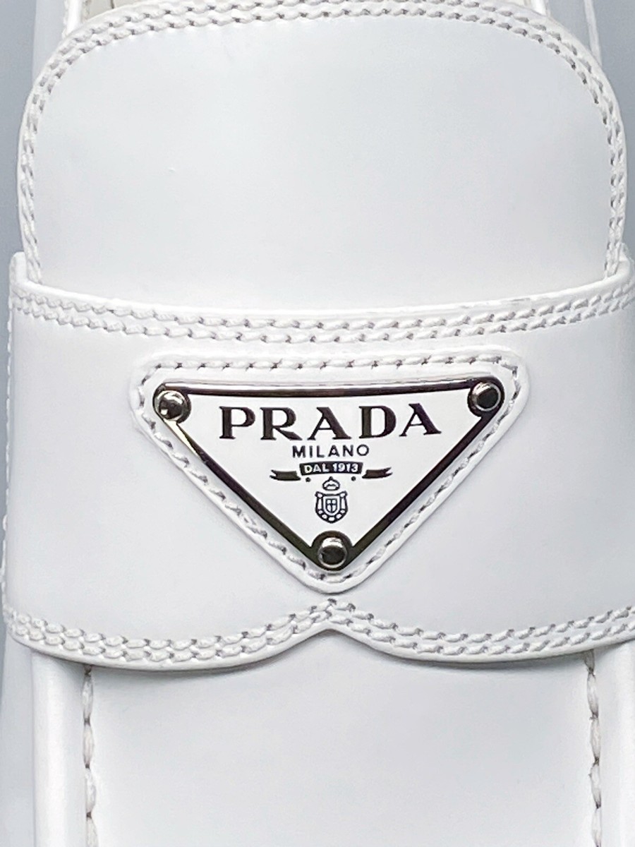 Prada Spazzolato Logo Platform Leather Loafers size 39