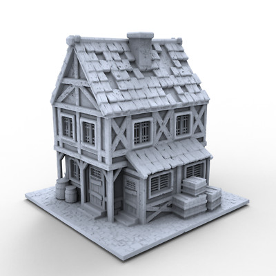 Medieval architecture -Market Town - Houses - 28mm or 32mm Scale D&D, Wargaming