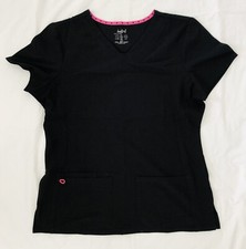 Scrubs HEARTSOUL Womens Shaped V-Neck Scrub Top LARGE BLACK 20710 PREOWNED