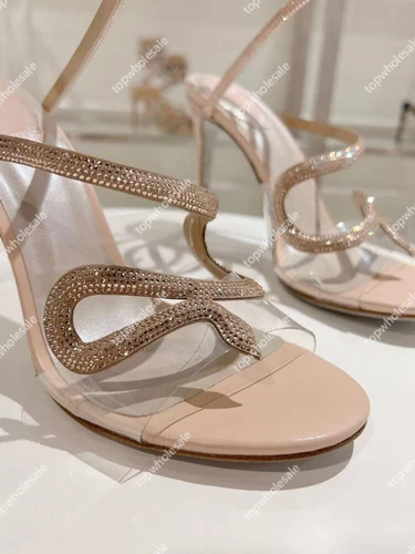 Rene Caovilla Women's Crystal Rhinestone Serpentine Ribbon Heels shoes - Picture 14 of 28