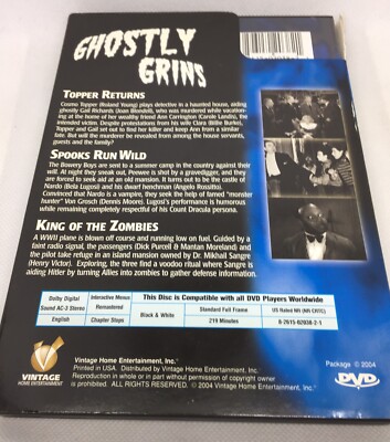 Vintage Movie Classics Ghostly Grins 3 Movie DVD 2004 King Of The