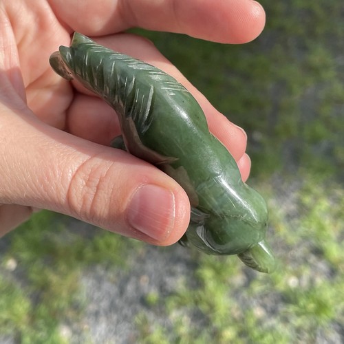 Vintage Dark Green Jade Standing Horse Figurine Figure Sculpture Grazing Chinese - Picture 16 of 19
