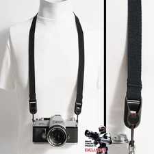 Slim 40” Black Cotton Camera Neck Strap & Black Peak Design Anchors Handcrafted