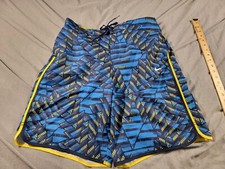 Nike Board Shorts Mens XL Blue Geometric Lined Swim Trunks w/ pockets 10' inseam
