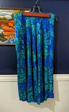 VTG Adrianna Papell Flare Pleated Stained Glass Floral Silk Skirt Sz Medium M