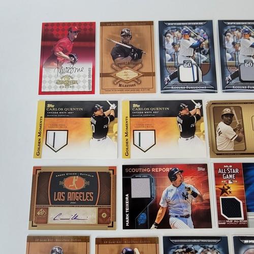 (49 MLB AUTO Game Used PATCH LOT Thomas Sandberg Clark Gwynn Fisk Bauer Halladay - Picture 2 of 13