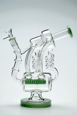 10'' Milky Green Vortex Cyclone Recycler  Smoking Water Pipe Hookah Bubbler Bong
