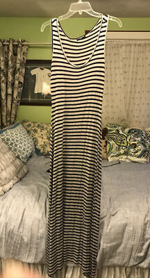 Sleeveless Striped Tank Maxi Dress LEXI TANK MAXI DRESS BLACK/WHITE STRIPE   BEC BRIDGE AU