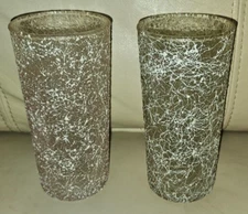 Vintage MCM Mid Century Modern Spaghetti Glass Collins Tumbler Pair 5.75"