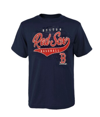Boston Red Sox MLB Youth Boys Navy Short Sleeve Distressed Logo T-Shirts:  14-18