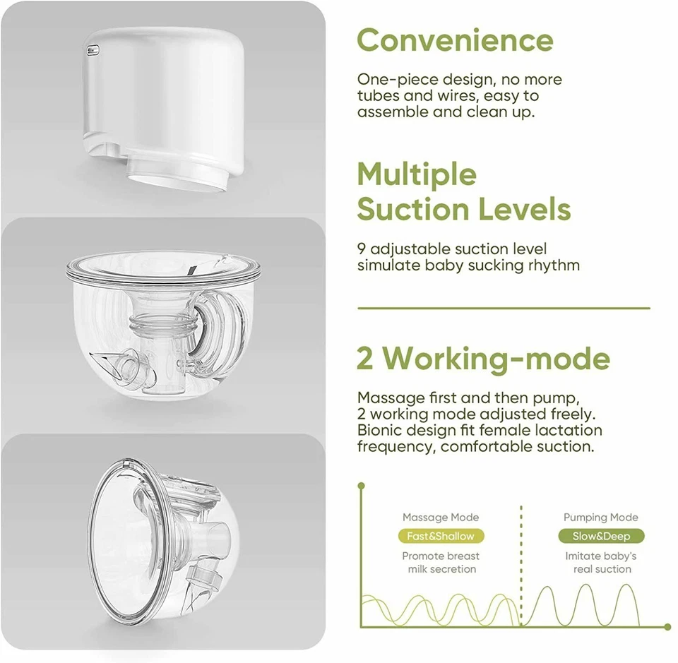 Extractor de leche portátil eléctrico doble 2 modos 9 niveles carga USB lactancia materna Foto 4 de 4
