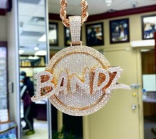 2.65ct Tester Passing Moissanite Men's Disk Custom Name Pendant Silver FREE Stud