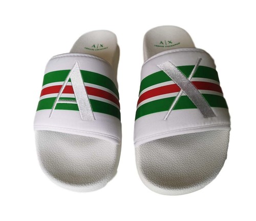 Zapatos Mar ARMANI EXCHANGE AX Hombre Mujer Blanco Sandalias Zapatillas con  logotipo en la piscina | eBay