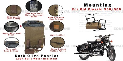 Royal Enfield Classic 350 500 Dark Olive Military Pannier