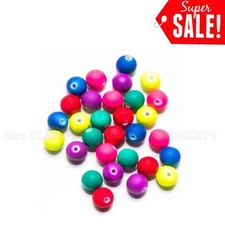 90pcs Mix Color Fluorescent Acrylic Round Beads Scrub Charms Beads