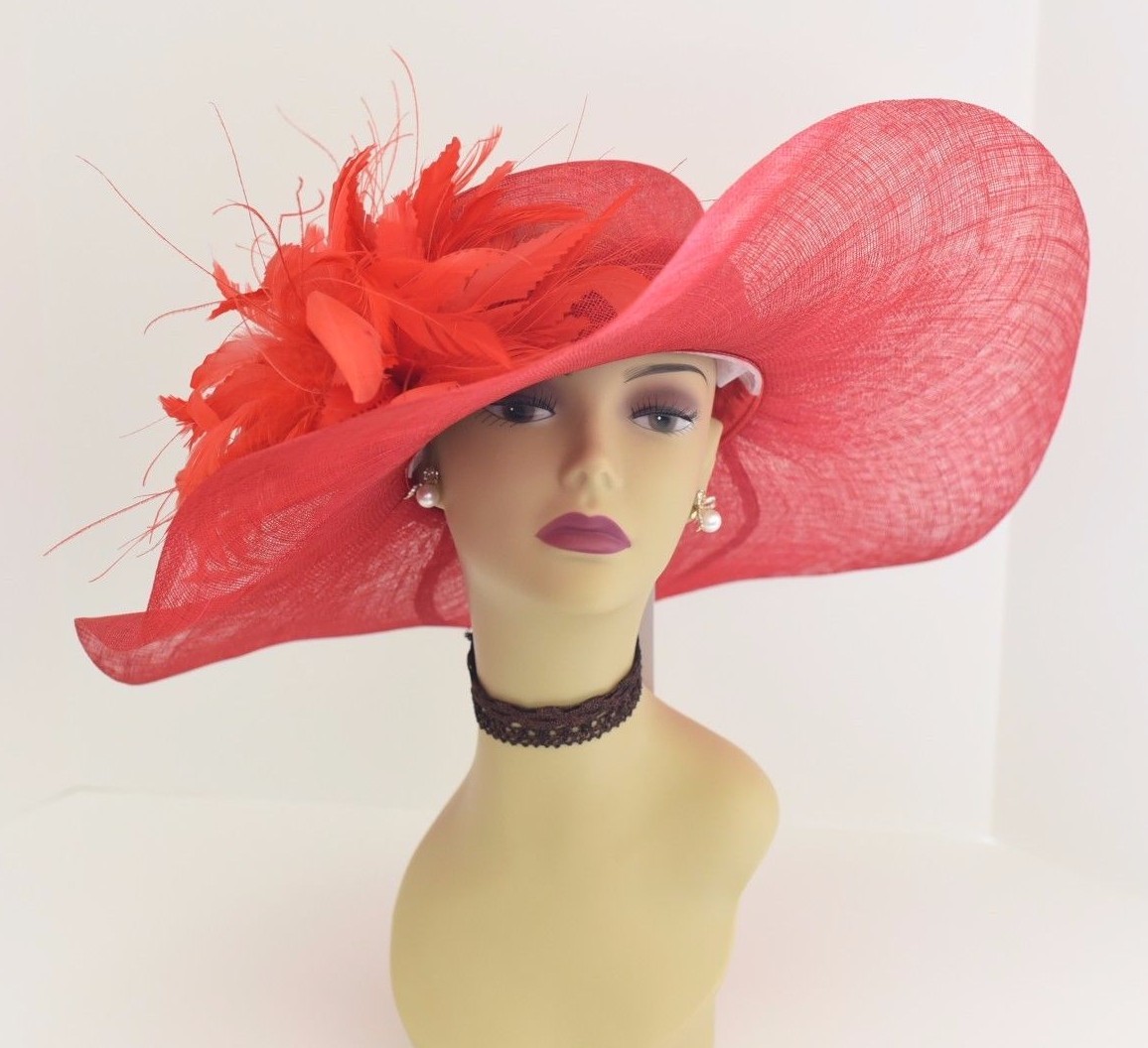 New Formal Flower Sinamay Hat Kentucky Der… Wide Brim Bow Flower Sinamay Kentucky Derby Wedding Hat  main image 4