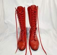 Womens Size 5 Krakow Poland Ethnic Red Leather Folk Art Dance Boots