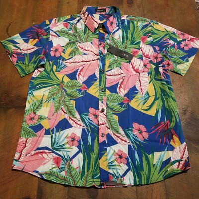 Mcedar Collection Vogues Short Sleeve Hawaiian Shirt Men's Size Large