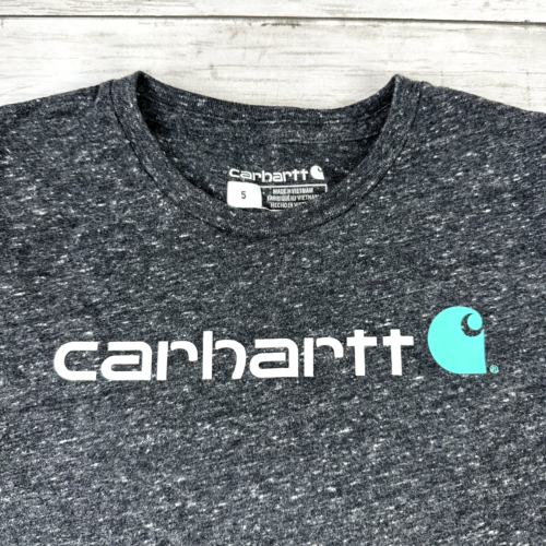 Carhartt short Sleeve t-shirt Girls 5 Outdoor Toddler Gray logo - Picture 2 of 7