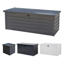 Extra Large Metal Steel Outdoor Garden Storage Box Bench Sit On Trunk Shed Chest