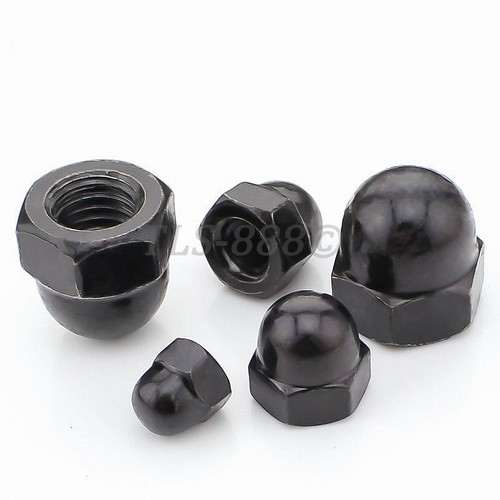 M3 M4 M5 M6 M8 M10 M12 Acorn Cap Dome Nuts To Fit Metric Bolts Black Zinc Steel Ebay
