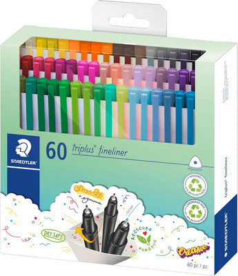 STAEDTLER 334 C60 Triplus Fineliner Superfine Pen, 0.3Mm Line Width - Assorted C