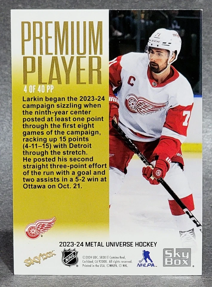 2023-24 SkyBox Metal Universe Premium Player #4 OF 40 PP Dylan Larkin - Image 2 of 2