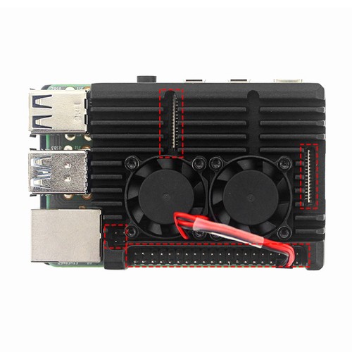 Metal Armor Case Shell Box with Dual Fan Heatsink For Raspberry Pi 4 Model B 4B - Afbeelding 10 van 18