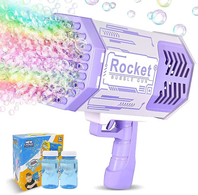 69-Hole Bubble Gun with Light/Bubble Solution Big Rocket Launcher Bubble Machine