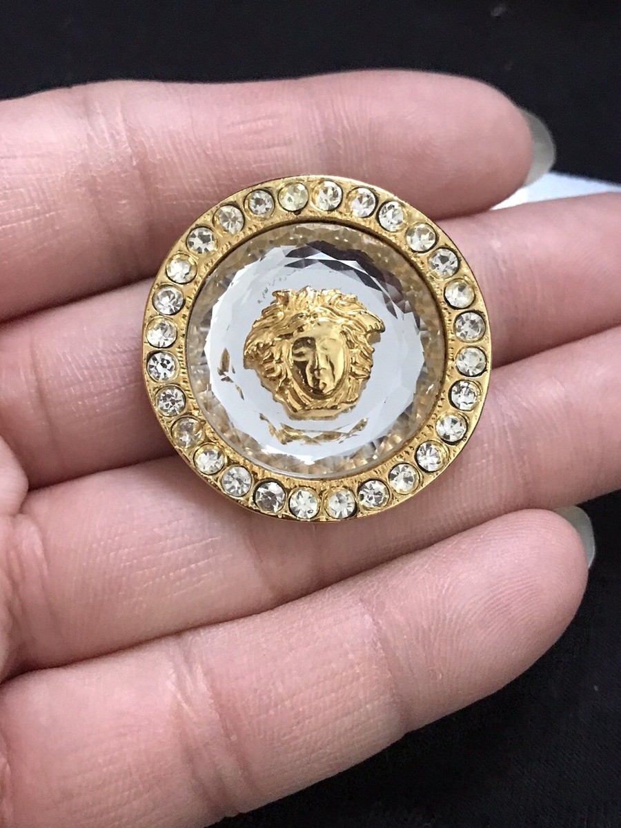 VERSACE★素敵！Blue White Crystal Embellished MEDUSA BROOCH NEW $1,100 VERSACE Blue White Crystal Embellished MEDUSA