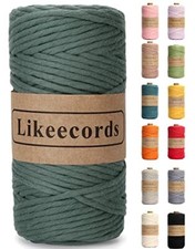 4mm Single Strand Macrame Cord 80m Colored Macrame Rope, 1 Skein Sage Green