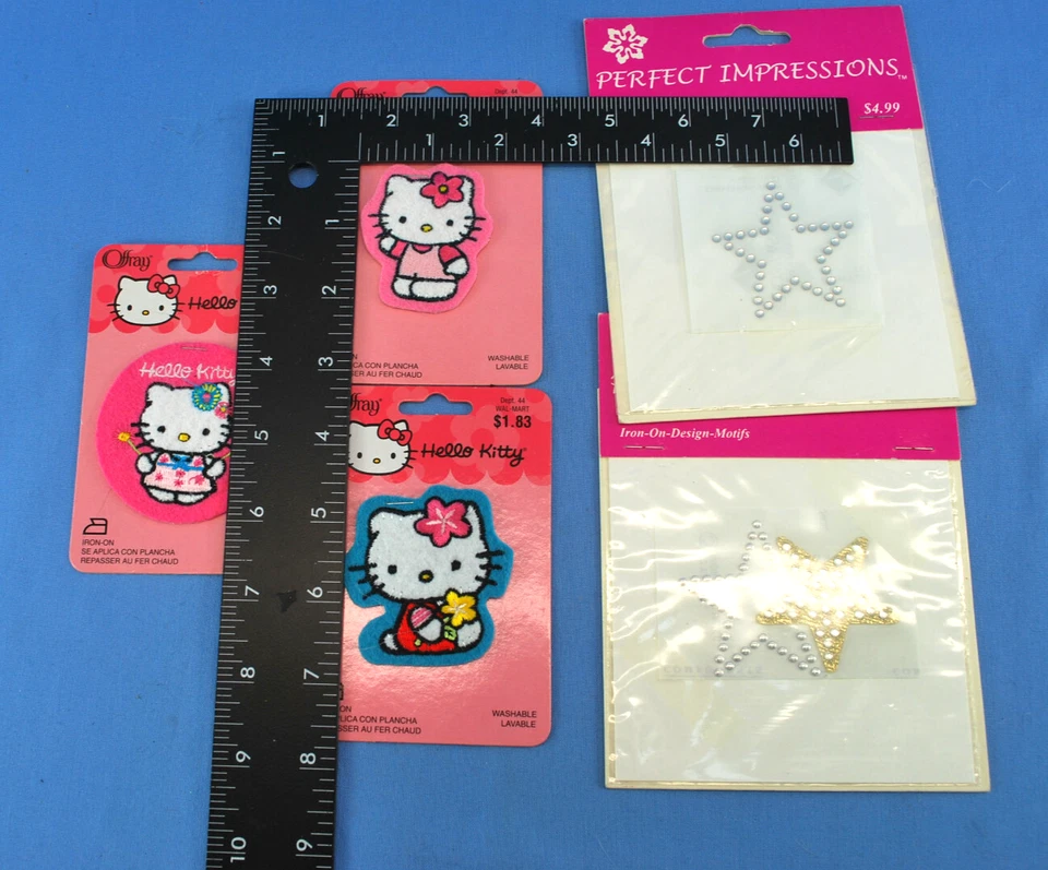 HELLO KITTY Offray железа на аппликации лот + со стразами звезды Бесплатная доставка - Изображение 3 из 4