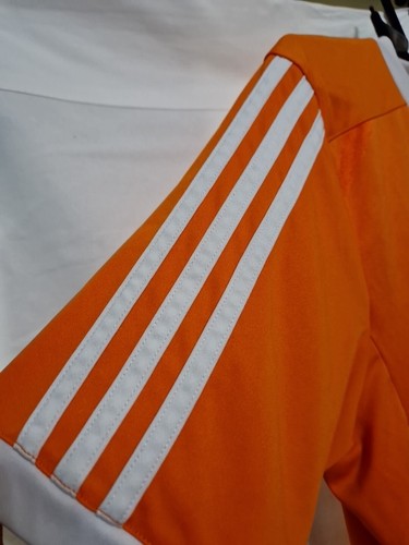 Adidas Orange Climalite Mens Uk Medium V-neck Top The Brand With Three Stripes - Picture 6 of 11