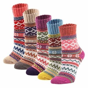 Image result for YZKKE 5Pack Womens Vintage Winter Soft Warm Thick Cold Knit Wool Crew Socks, Multicolor, free size