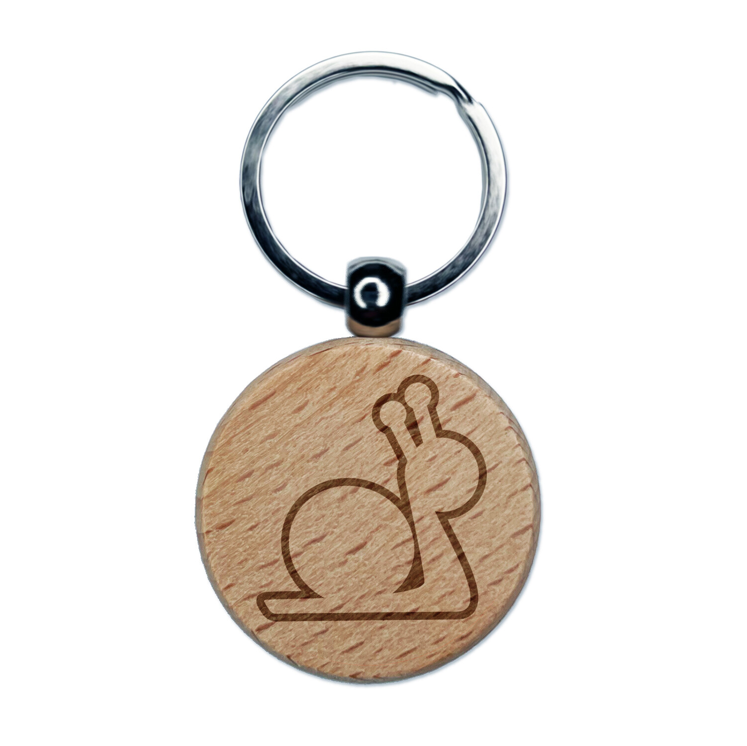 Snail Slow Outline Engraved Wood Round Keychain Tag Charm