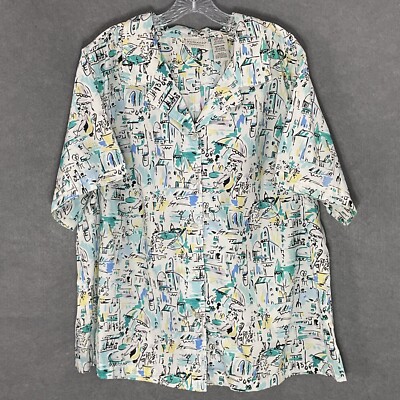White Stag Top Womens Sz 22/24 Cotton Blend Button Up Vacation Resortwear Travel