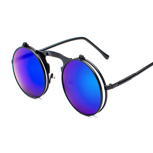 Vintage Round Metal Frame Flip Up Sunglasses Steampunk Circle Glasses Eyewear - Picture 37 of 37