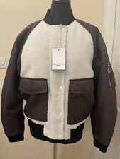 Marc O'polo Denim White & Green Teddy Fleece Bomber Jacket. Size M. Bnwt.