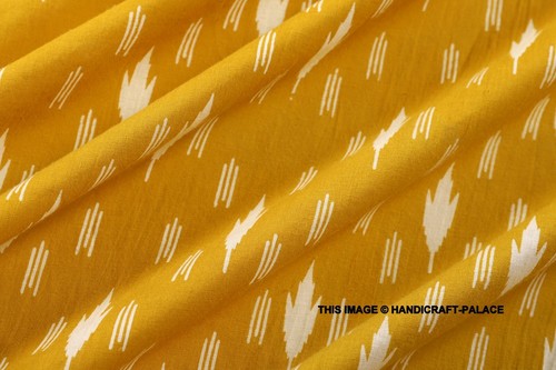 3 Yard Hand Block Ikat Print Indian Cotton Running Dressmaking Sewing Fabric Art - Afbeelding 1 van 6