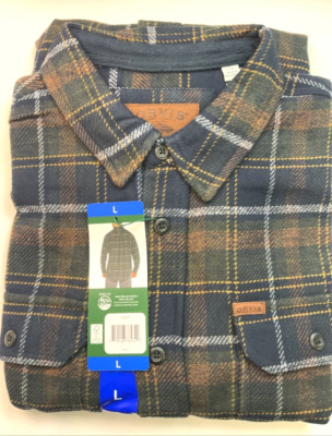 Orvis Men s Long Sleeve Heavy Weight Flannel Plaid Button Up Shirts 100% Cotton